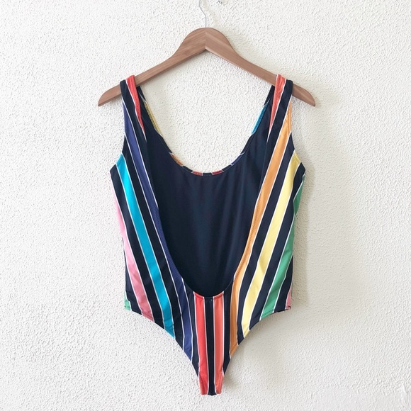 CAROLINE CONSTAS Aristi Scoop Back Striped One Piece Swimsuit M - Picture 3 of 7